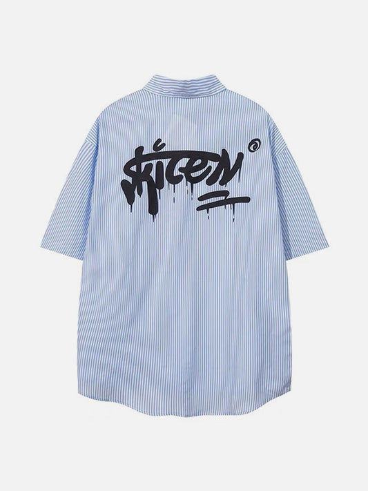 Stripes Letters Print Shirts