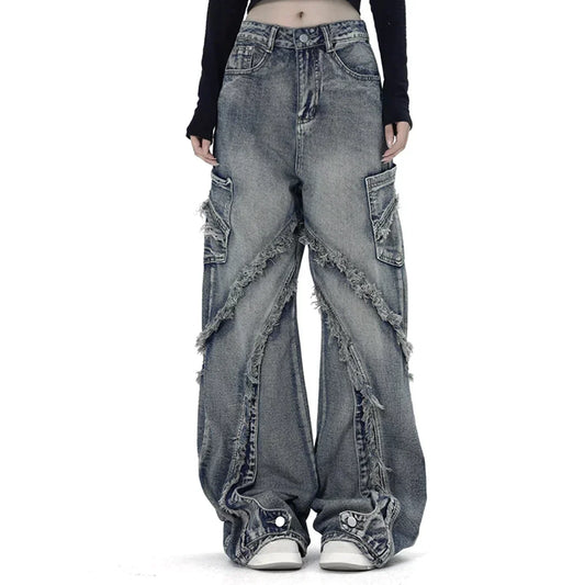 "Street Star" Fringe Baggy Jeans