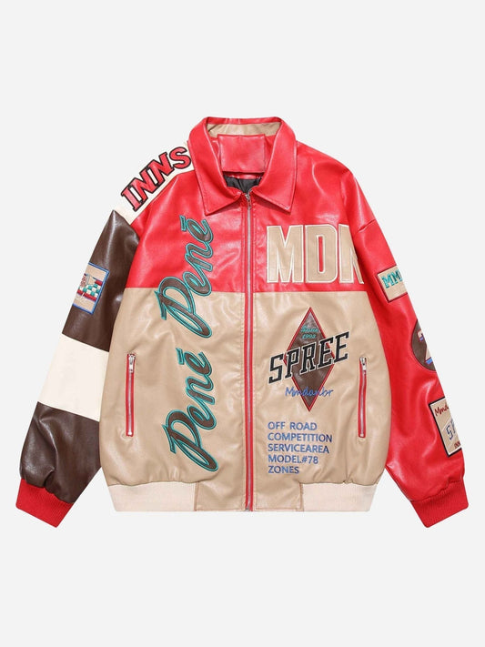 "Street Star" Embroidered Leather Jacket