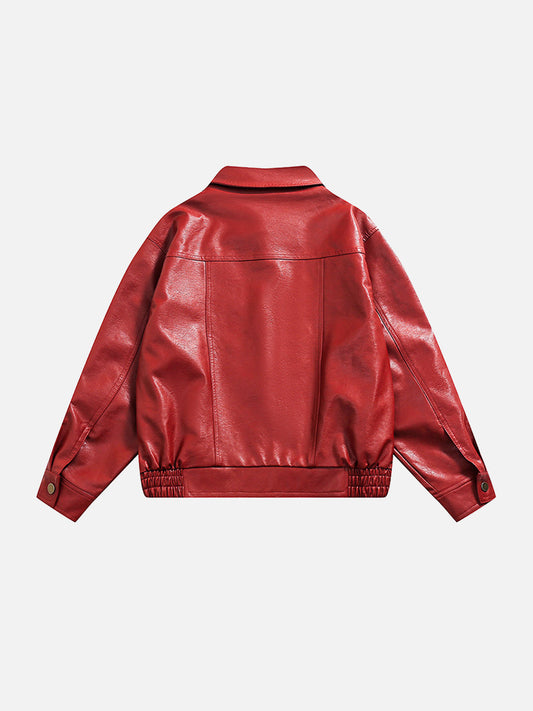 "80s" Vintage Red Leather Jacket