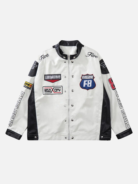 "Five Velocity" Contrast Motorcycle Jacket