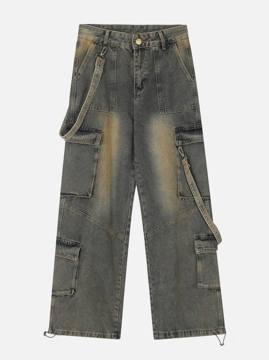 "Street Star" Multi Pocket Washed Jeans